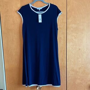 Navy Shift Dress with White Trim XL